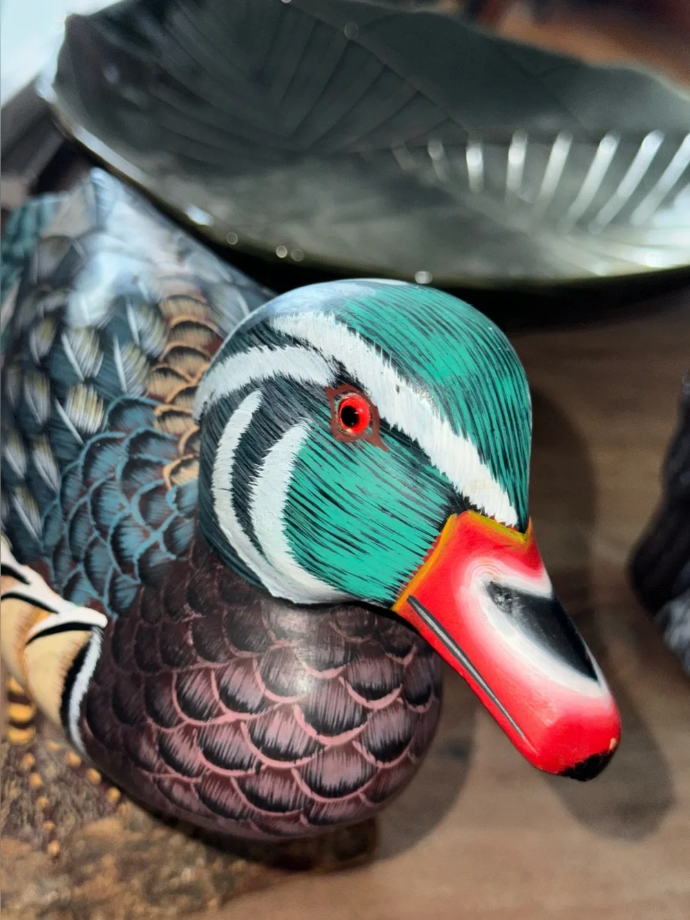 Vintage Hand-Painted Wooden Duck Figure
